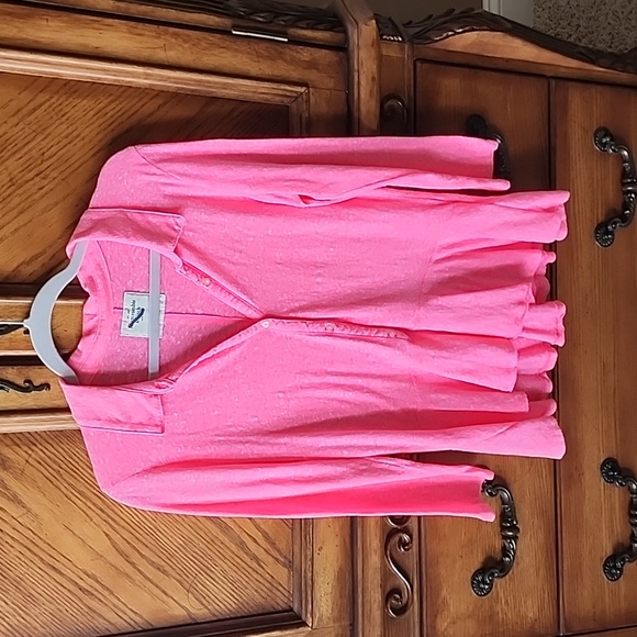 ABERCROMBIE PINK PEPLUM BUTTON FRONT T-SHIRT L - Picture 3 of 12